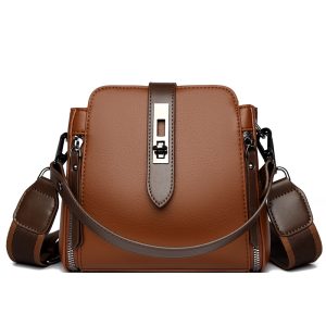 High-Quality Messenger Bags For Women Luxury Crossbody Shoulder Bags Female (Brown)